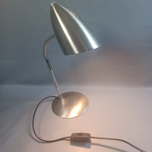 Retro Schwanenhals flexibel gebürstet Chrom Schreibtischlampe Suchscheinwerfer Stil Tisch Bett - Bild 1 von 22