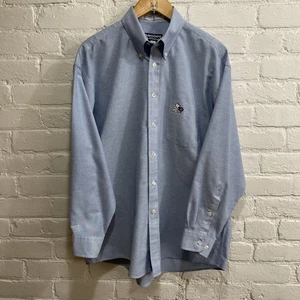 Snoopy & Friends Cotton Blend Long Sleeve Button-Up Mens 16-32/33 Oxford Blue - Picture 1 of 9