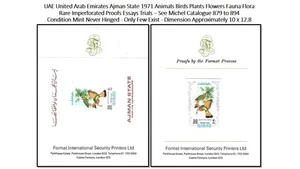 VAE Vereinigte Arabische Emirate Ajman 1971 Vögel Blumen Fauna Flora - Rare Proof MNH - Bild 1 von 3