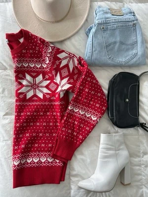 Blueberry Medium Knit Nordic Style Christmas Sweater 100% Acrylic - Image 1 of 4