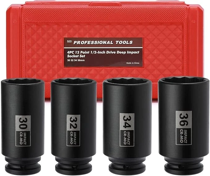 Juego de 4 dados de impacto para tuercas de eje profundo de 1/2" - Image 1 of 2