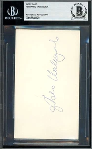 Fernando Valenzuela Beckett BAS Vintage Signed 3x5 Index Card Autograph - Picture 1 of 2