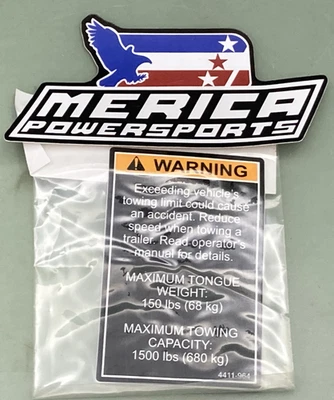 NEW GENUINE ARCTIC CAT 4411-964 WARNING TOWING DECAL - Изображение 1 из 2