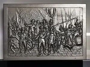Vintage Zigaretten Aufbewahrungsbox mit Mittelalter Motiv signiert Gichner Ramim Israel - Bild 1 von 11
