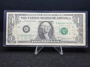 1977 A $1 One Dollar FRN - Gutter (Interior) Fold Error Z63 - Picture 1 of 2