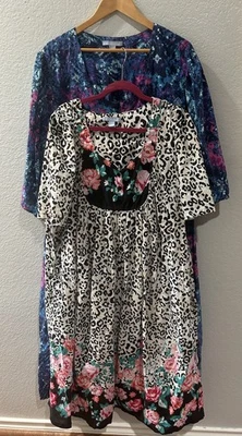 Only Necessities Women Plus Size 26/28 Nightgowns Set of 2 Painted & Animal - Image 1 of 4