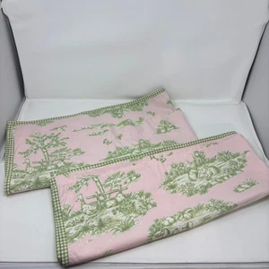 Set 2 Valances Finestra Rosa Verde Rosa Fienile Ceramica Bambini Animali Bosco - Foto 1 di 4