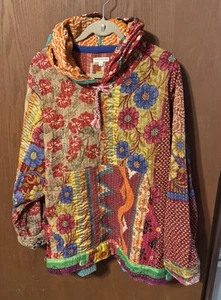 Earthbound Quilted Patchwork BoHo Flowers Hoodie Heavy Pullover Gr. L Tb36 - Bild 1 von 8