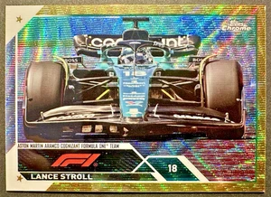 2023 Topps Chrome Formula 1 F1 Gold Wave Refractor /50 Lance Stroll #45 Aston - Bild 1 von 2