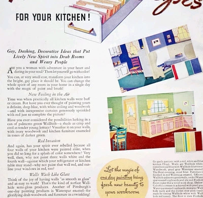 1937 Pittsburgh Paint New Colors Advertisement PPG Plate Glass Vintage DWQQ5 - Image 1 of 2