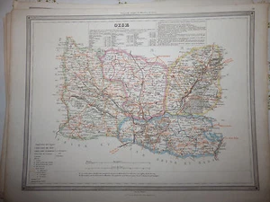 Auguste LOGEROT Mongeon XIX eme carte aquarellée Département OISE - Bild 1 von 1