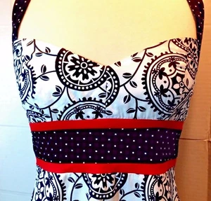 Vestido Solero Halter de Teeze Me ~ Talla 5 Negro/Blanco/Rojo - Escote Corazón - Imagen 1 de 8