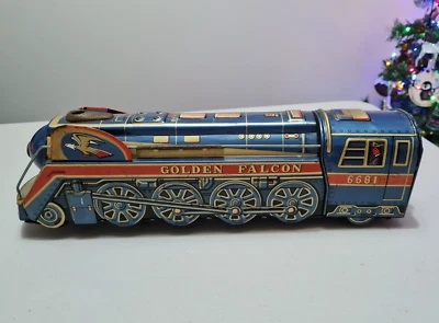 Vintage batteriebetriebene Golden Falcon 6681 Dampflok Blechspielzeug Japan - Bild 1 von 4