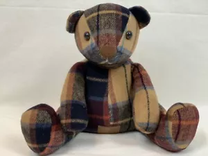 Red Check Tweed Bear Doorstop - Bild 1 von 2