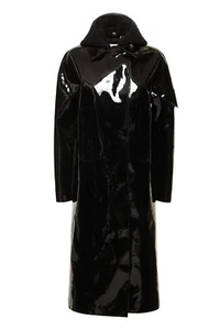 Black Pvc Trench Coat Mode Sens - Picture 1 of 4