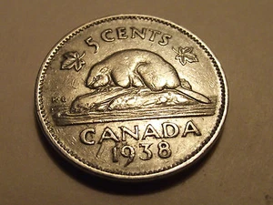 #2520 Canadá; 5 centavos 1938 - Imagen 1 de 2