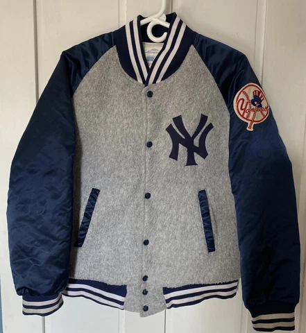 Vintage New York Yankees Letterman  NY Pyramid Wool /Satin Jacket Mens Read As I Cover