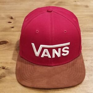 Vans Hat Cap Snap Back Red Brown Suede Bill One Size Skater Adjustable