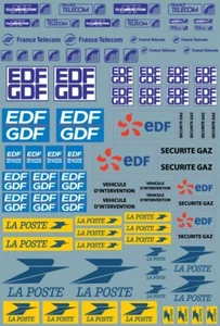 Planche divers services 1/64, laposte, edf, gdf, france telecom, décalcomanie - Picture 1 of 1