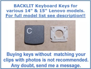 Key for keyboard Lenovo various 14" and 15" models BACKLIT GRAY US English + EUR - Picture 1 of 10