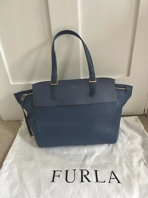 Furla Blue Leather Tote Bag  - Image 1 of 4