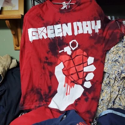 Vintage Y2k Green Day American Idiot  Tie Dye Aop Shirt Mens XL - Изображение 1 из 4