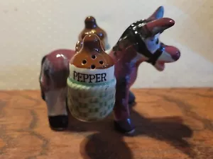 VTG Ceramic Mule Donkey w/Hanging Whiskey style Jugs Salt & Pepper Shaker. Japan - Picture 1 of 13