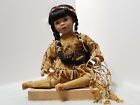 COLLECTIONS ETC BEAUTIFUL  NATIVE AMERICAN PORCELAIN DOLL 11" W/ DREAM CATCHER