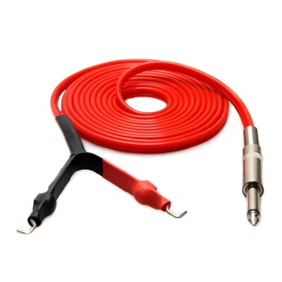 Soft Silicone Tattoo Power Supply Clip Cord for Machine Gun 2.4M Long Red - Image 1 of 4