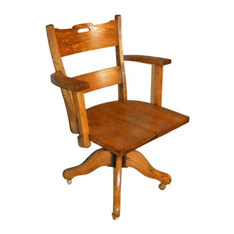 Antique Oak Office Chair, Mission Style Lawyers Office Desk Chair #21021 Cover