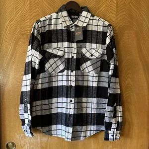 AC/DC Flannel Plaid Shirt Size Medium Lightweight Rock Band Mens Unisex New - Picture 1 of 10