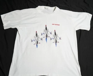 Vintage 90s USA Made USA 1992 Air Show Fighter Jet White T-Shirt XL - Bild 1 von 8
