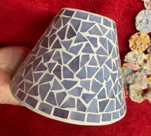 Mosaic Candle Jar Lamp Shade Pale Blue-Lilac Periwinkle Color - Picture 1 of 5