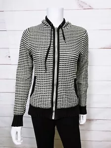 Guess Womens Hoodie Size XS Gray & Black Full Zip Pockets Long Sleeve 100%Cotton - Picture 1 of 8