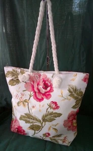 HÜBSCH WEISS*ROSA*BURGUND*ROSENBLUME*FRÜHLING*LEINWANDSTRAND*KÄUFERTASCHE GRÖSSE XL - Bild 1 von 8