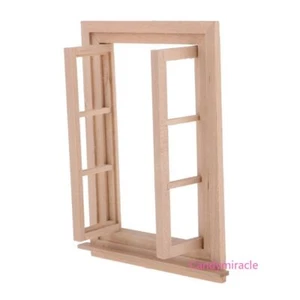 Scala 1:12 casa delle bambole miniature semplice fai da te finestra non dipinta soggiorno legno - Foto 1 di 4
