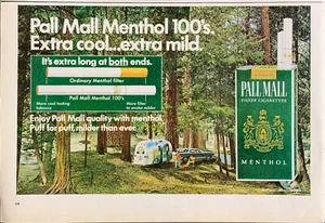 Vintage 1968 Pall Mall Zigaretten Familie Camping mit Airstream Werbung - Bild 1 von 1