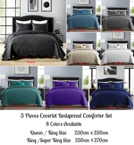 Chic Emboss Coverlet Bedspread Set Comforter Quilt Queen King Super King 8color - Picture 1 of 25