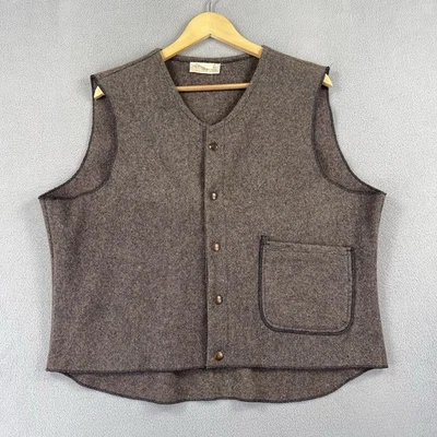 Vintage Vest Mens XL Brown 100% Wool Button Front United Garment Workers 30s 40s - Image 1 of 4