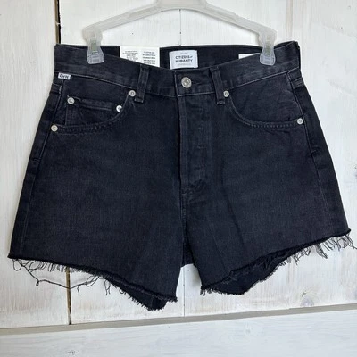 Citizens Of Humanity Annabelle Long Cutoff Short Relaxed Vintage Black Sea Sz 25 - Image 1 of 4