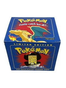 1999 Pokemon Burger King Charizard 23K Gold Plated Card & SEALED Pokeball BLUE - Bild 1 von 5