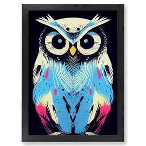 Framed Paint Splashed Owl No.1 Abstract Wall Art Canvas Print Poster Picture - Picture 1 of 4