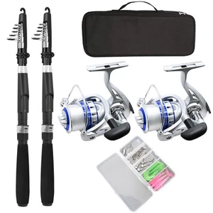 Fishing Pole Combo Set,2.1m/6.89ft 2PCS Collapsible Rods 2PCS Spinning Reels ... - Picture 1 of 8