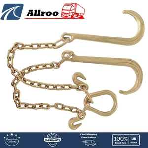 Tow Chain J-Hooks V-Chain Flatbed Truck Rollback Wrecker Carrier 5/16" X 2' G70 - Picture 1 of 7