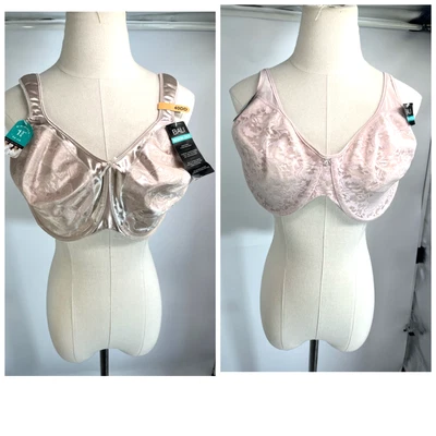 New Bali Bras Womens 40DD Set of 2 Minimizer Comfort Underwire Floral Beige - Image 1 of 4