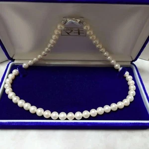 Akoya Pearl Necklace, 7mm, 16.5" Length, White, Silver Clasp, Jewelry Maki - Picture 1 of 24