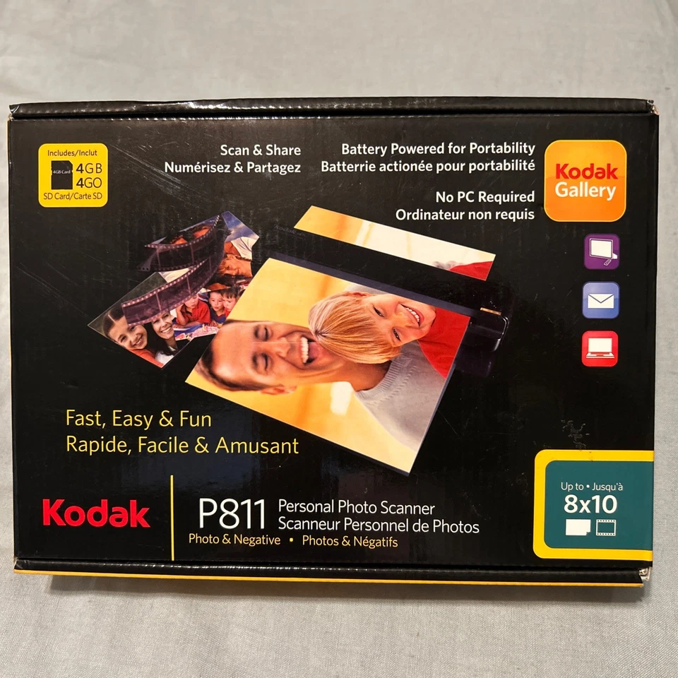 Escáner de fotos personal Kodak P811PU púrpura oscuro con tarjetas SD DE 4 GB + 8 GB P811 #11 Foto 1 de 4