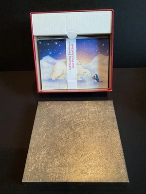 Boxed Set of (27) Polar Bear Christmas Cards-Self-Seal Envelopes-NEW - Image 1 of 4