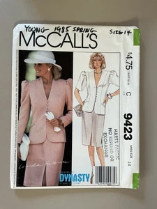 1980's McCall's Misses' Jacket,Skirt Dynasty Pattern 9423 Size 14 UNCUT - Picture 1 of 2