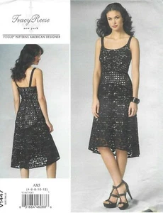 Vogue Sewing Pattern 1447 Tracy Reese Seam Detail Dress Lined Lace Size 4-12 NEW - Picture 1 of 3